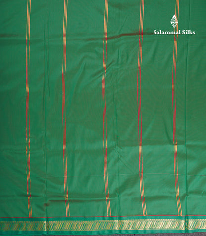 9 Yards Semi Silk Saree Magenta Pink with Contrast Small Green Border