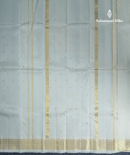 Half White Pure Kanjivaram Silk Saree With Self Traditional One Side Border