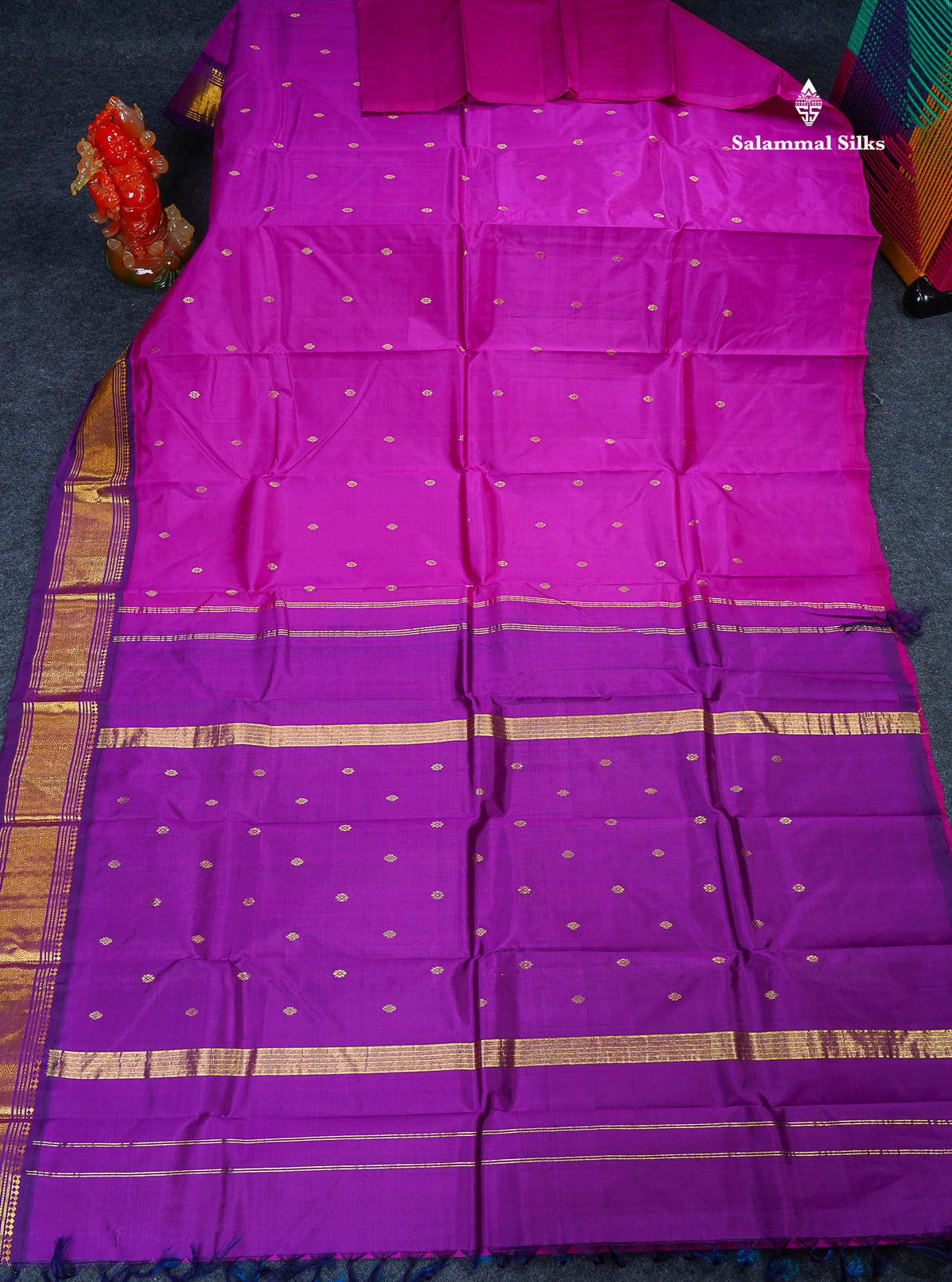 One Side Border Pure Silk Saree - Vadamalli Colour Body Zari Butta With Purple Border 