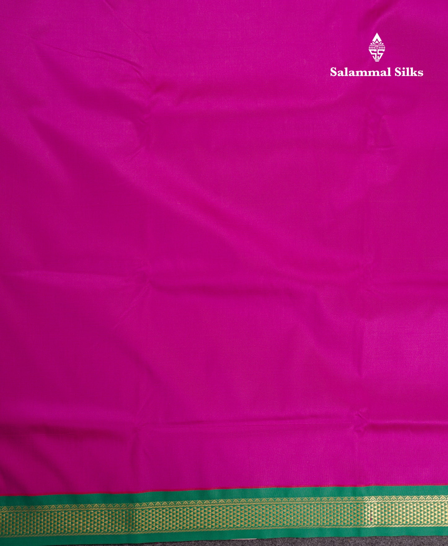 9 Yards Semi Silk Saree Magenta Pink with Contrast Small Green Border