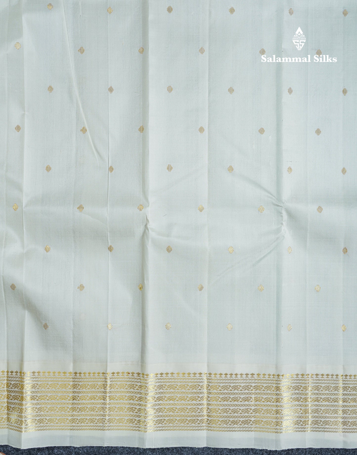 Half White Pure Kanjivaram Silk Saree With Self Traditional One Side Border