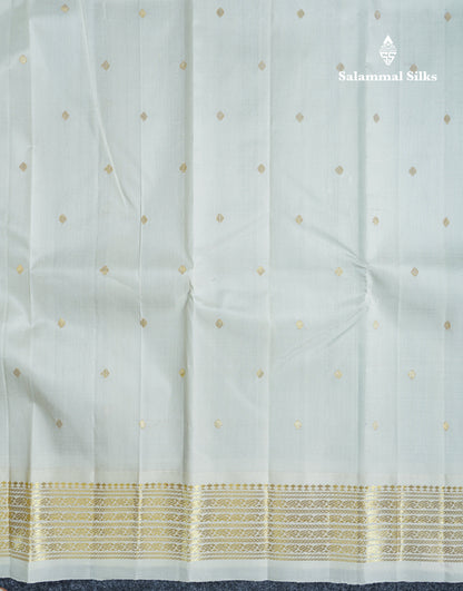 Half White Pure Kanjivaram Silk Saree With Self Traditional One Side Border