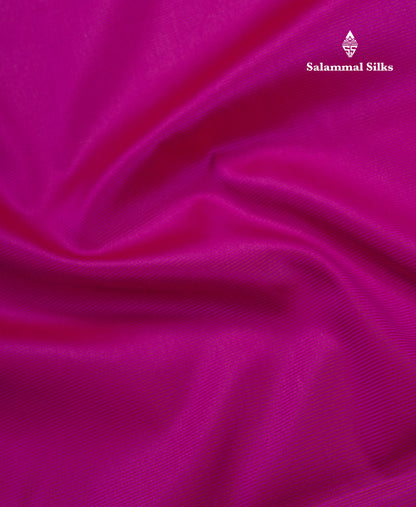 9 Yards Semi Silk Saree Magenta Pink with Contrast Small Green Border