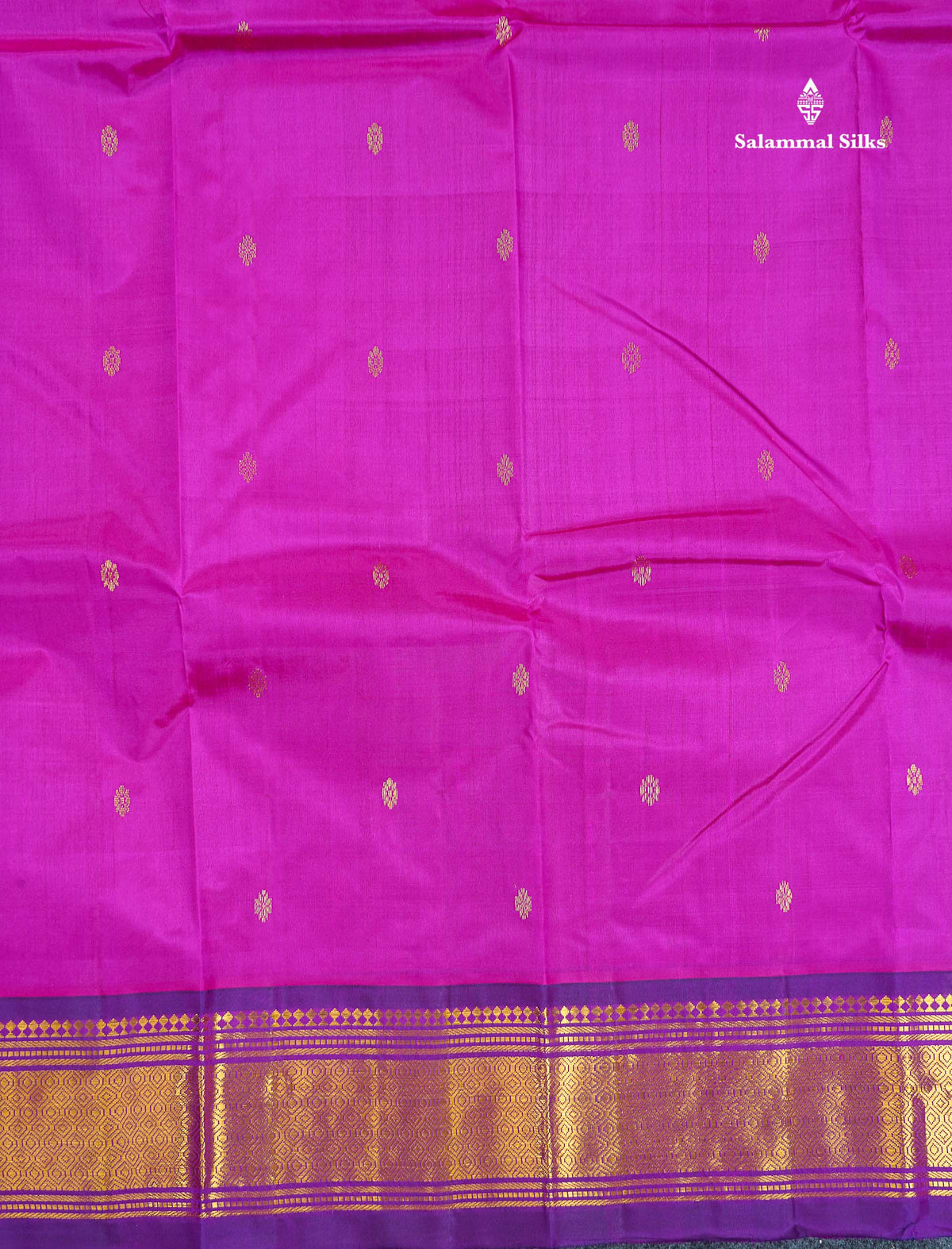 One Side Border Pure Silk Saree - Vadamalli Colour Body Zari Butta With Purple Border