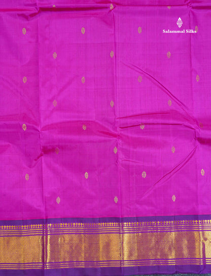 One Side Border Pure Silk Saree - Vadamalli Colour Body Zari Butta With Purple Border