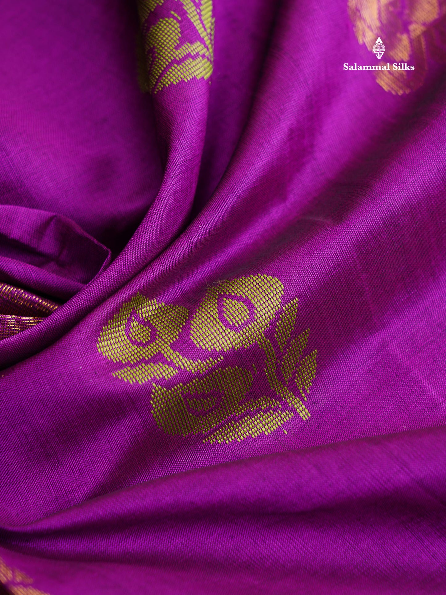 Semi Silk Cotton Saree - Purple Colour Body With Zari & Thread Butta