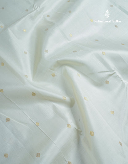 Half White Pure Kanjivaram Silk Saree With Self Traditional One Side Border