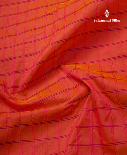 9 Yards Semi Silk Saree Pinkish Red Colour with Maroon Traditional Double Border