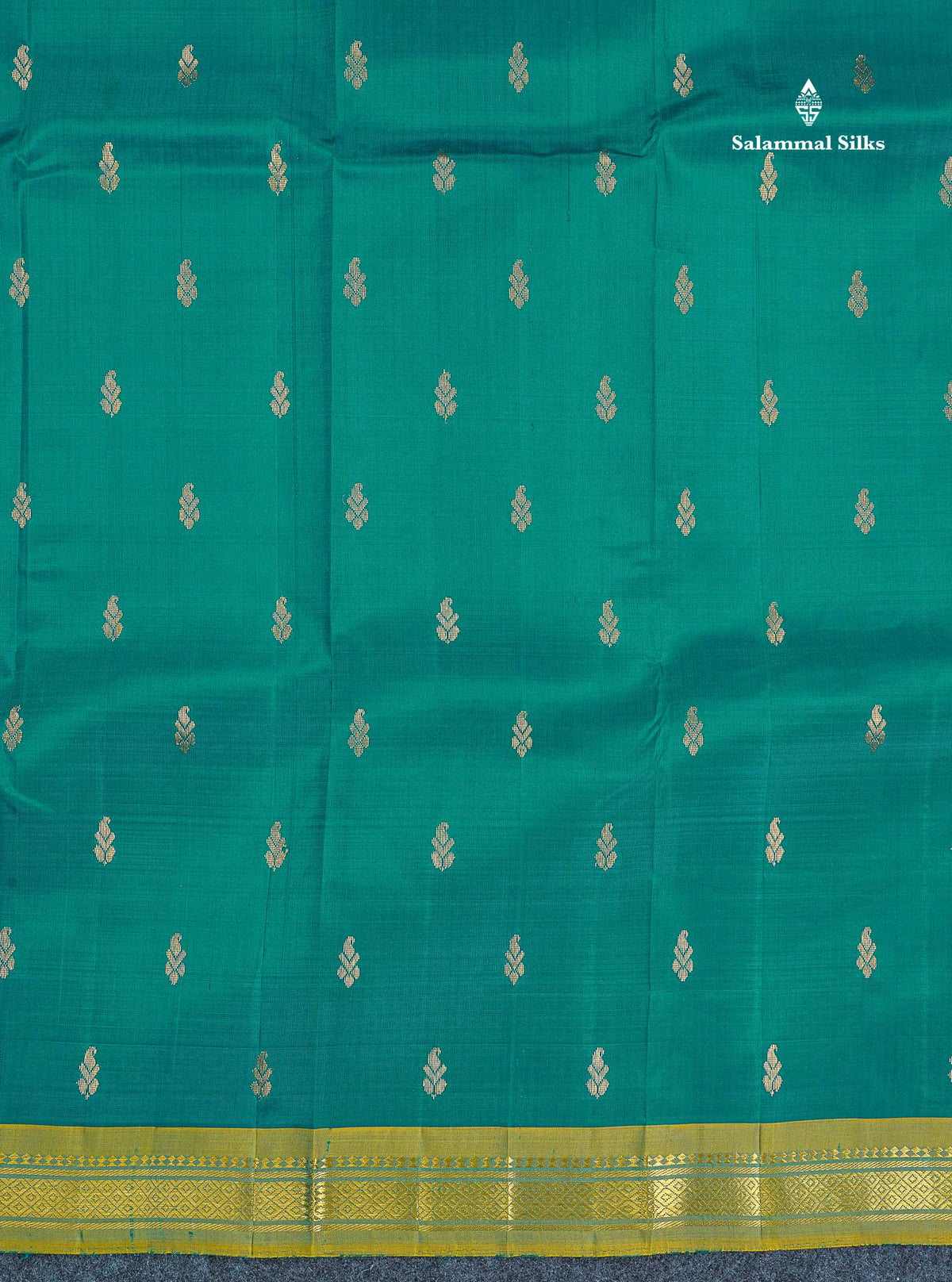 One Side Border Pure Silk Saree - Teal Green Colour Body Zari Butta With Manthulir Green Border
