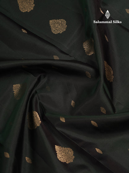 Beautiful Dual Tone Bottle Green Pure Kanjivaram Silk Saree With Traditional Border
