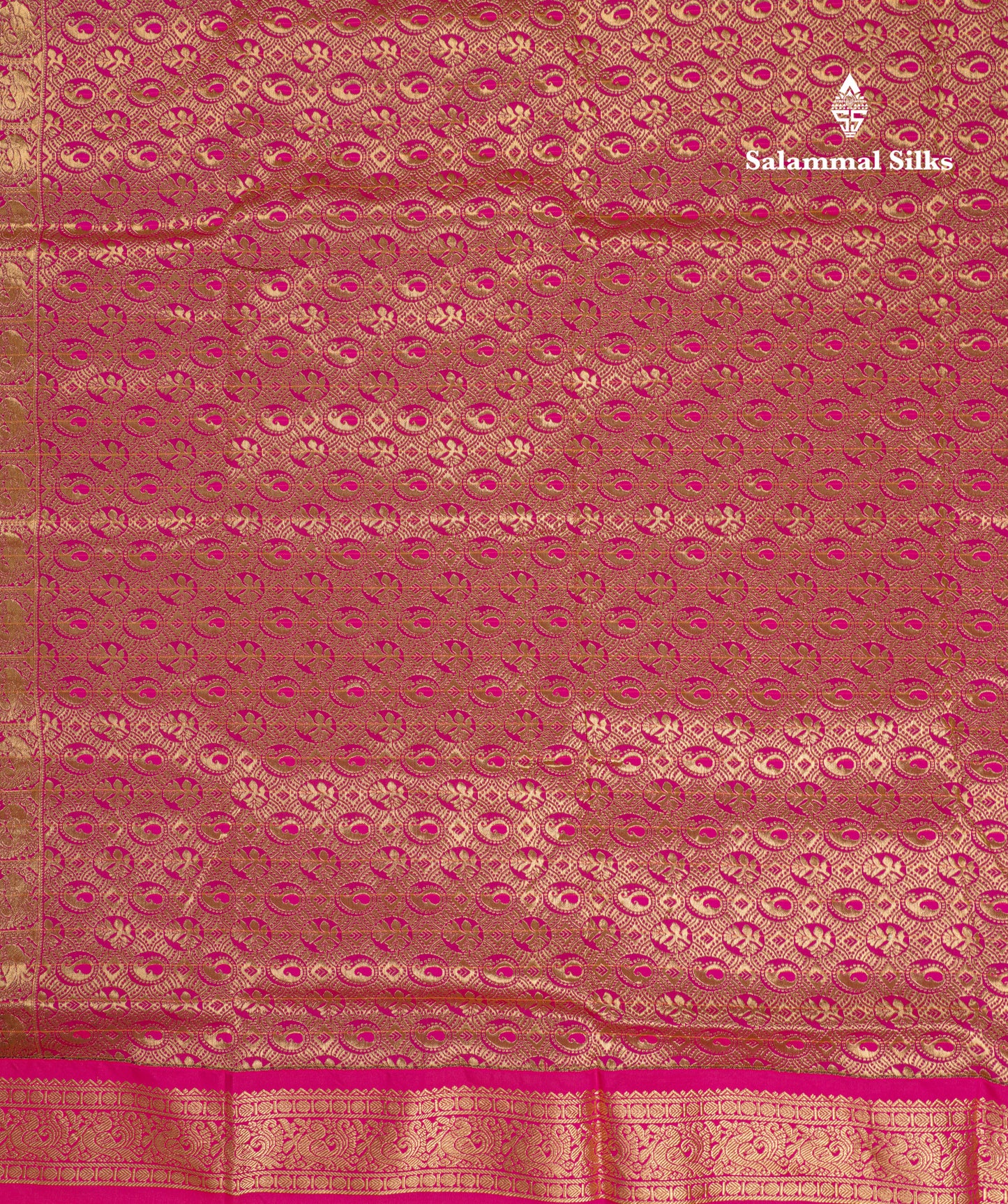 9 Yards Semi Silk Saree Army Green Colour with Pink Border