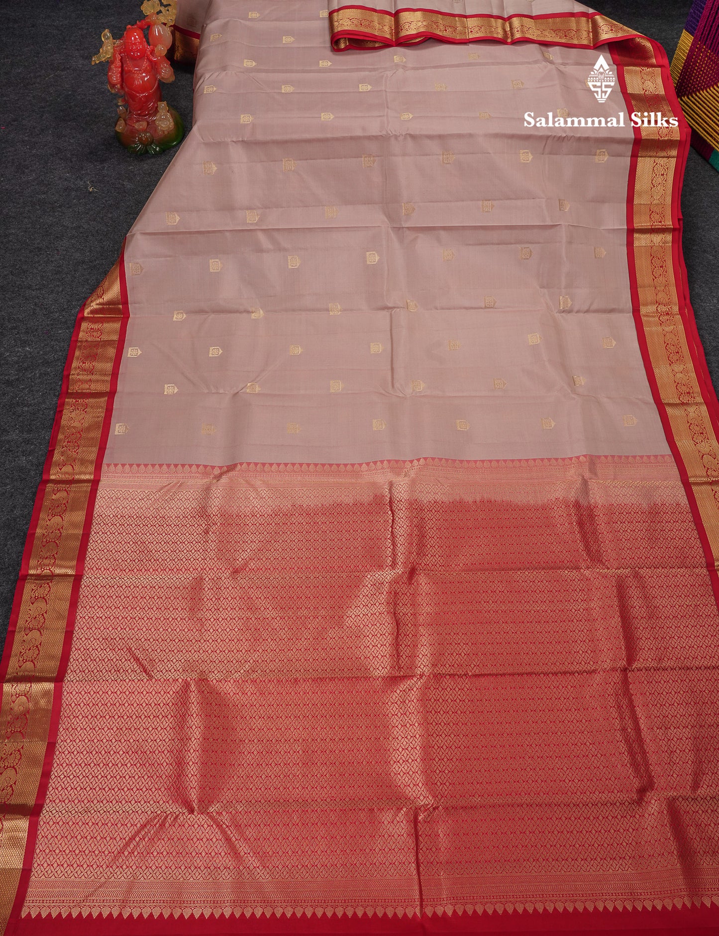 Beautiful Light Chocolate Pure Kanjivaram Silk Saree With Contrast Redish Maroon Traditional Border