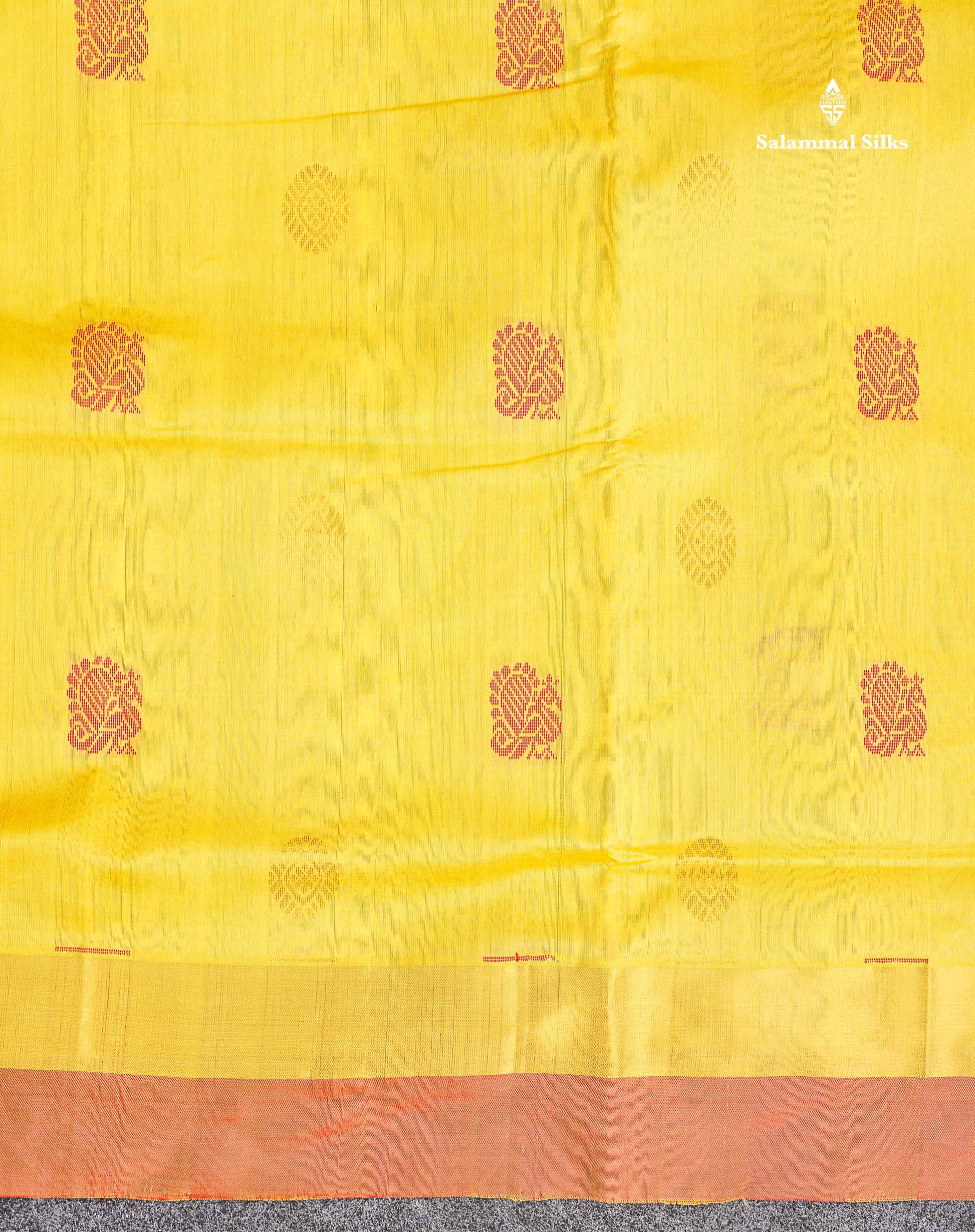 Border Of Dual Tone Yellow Semi Silk Cotton Saree 