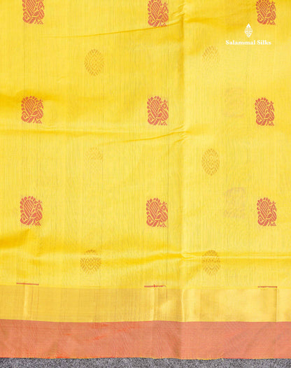 Border Of Dual Tone Yellow Semi Silk Cotton Saree 