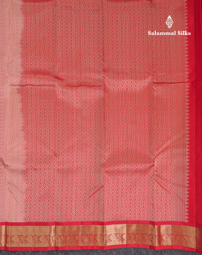 Beautiful Light Chocolate Pure Kanjivaram Silk Saree With Contrast Redish Maroon Traditional Border