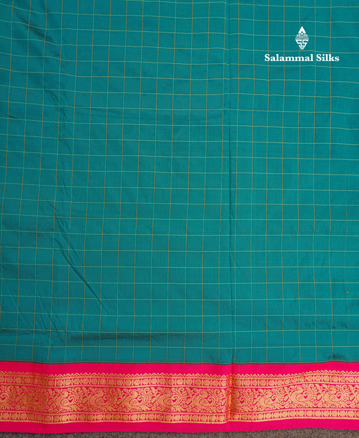 9 Yards Semi Silk Saree Army Green Colour with Pink Border