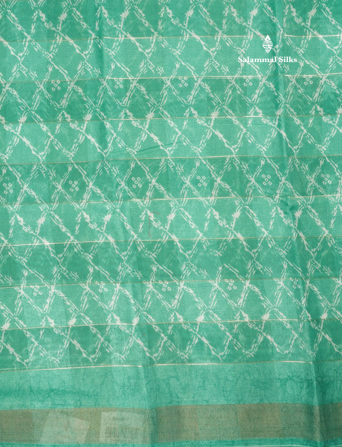 Army Green Printed Cotton Mix Saree With Tissue Border