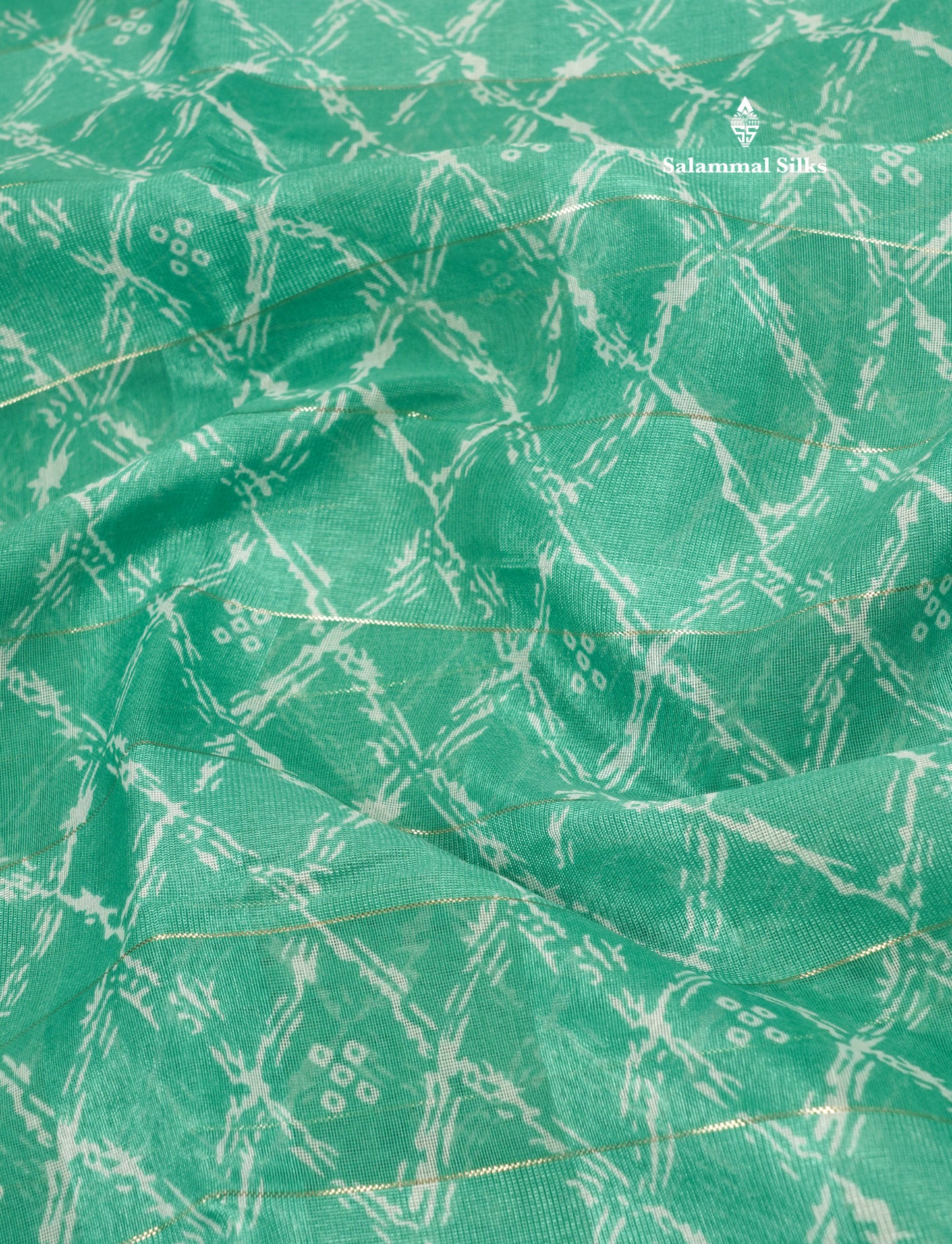 Army Green Printed Cotton Mix Saree With Tissue Border