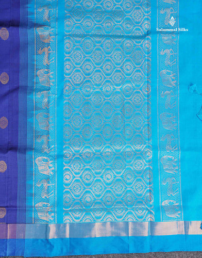 Pallu Of Navy Blue Semi Silk Cotton Saree
