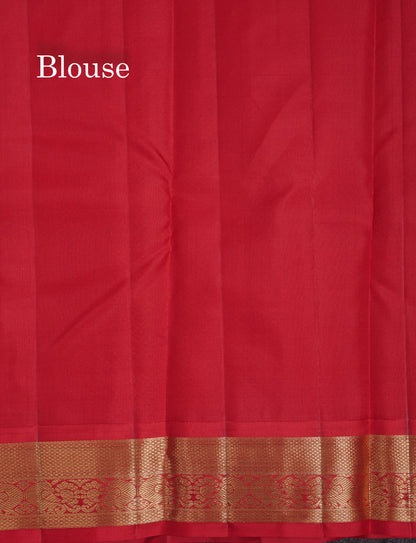 Beautiful Light Chocolate Pure Kanjivaram Silk Saree With Contrast Redish Maroon Traditional Border