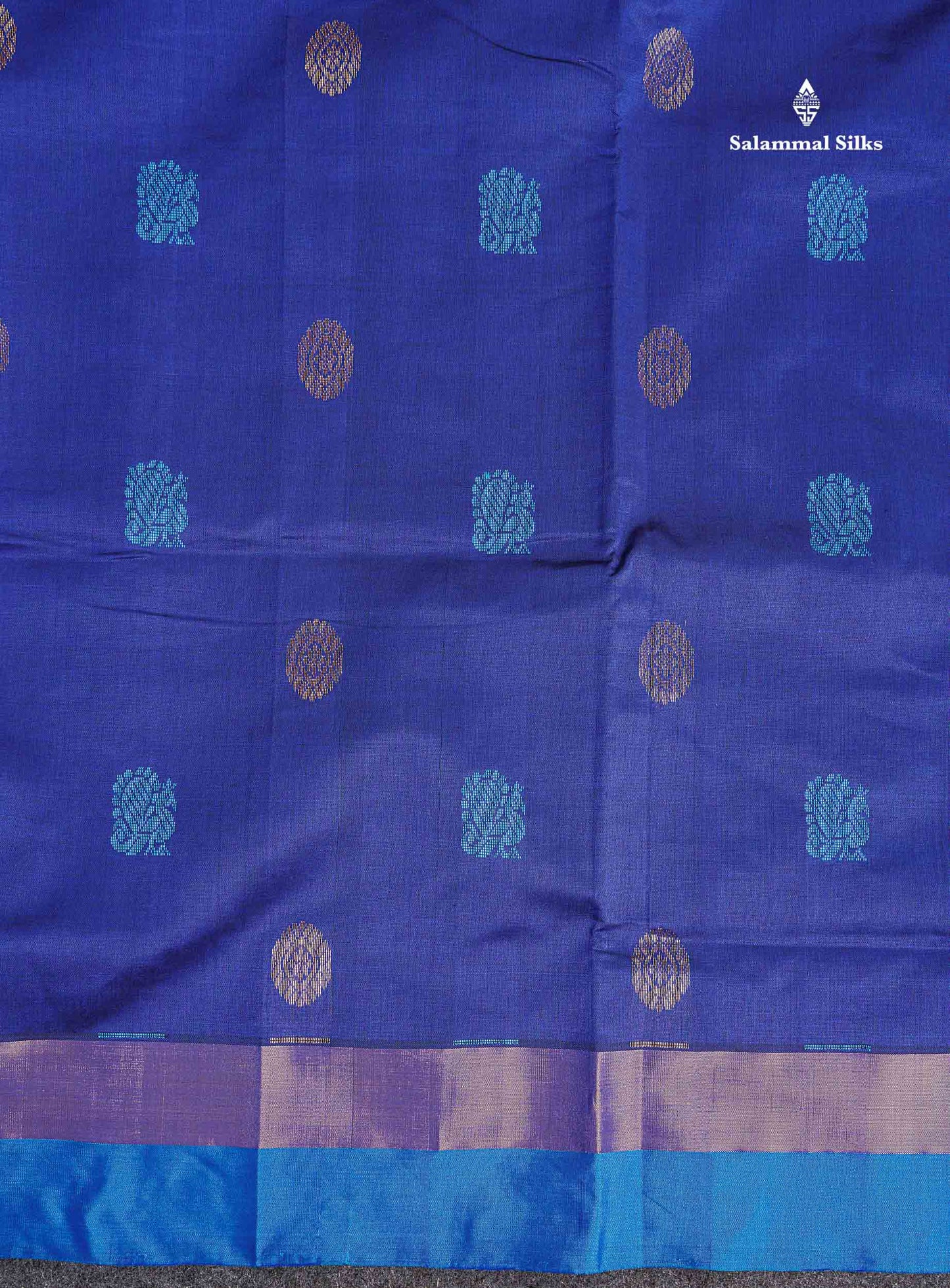 Border Of Navy Blue Semi Silk Cotton Saree 