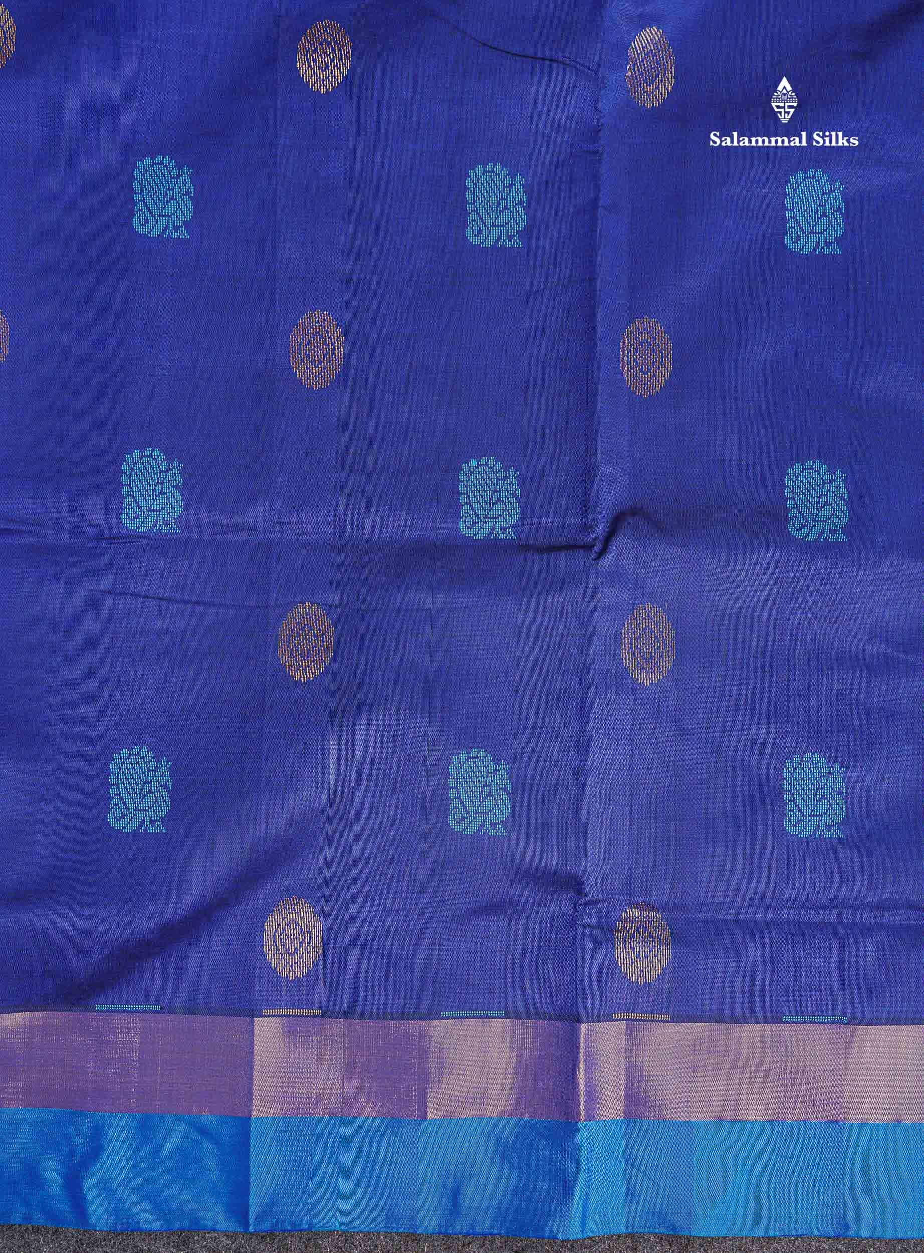 Border Of Navy Blue Semi Silk Cotton Saree 