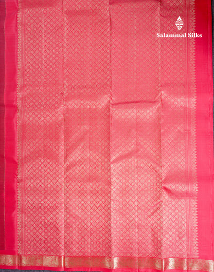 Beautiful Purple Zari Checks With Butta Pure Kanjivaram Silk Saree With Contrast Oniom Pink Traditional Border