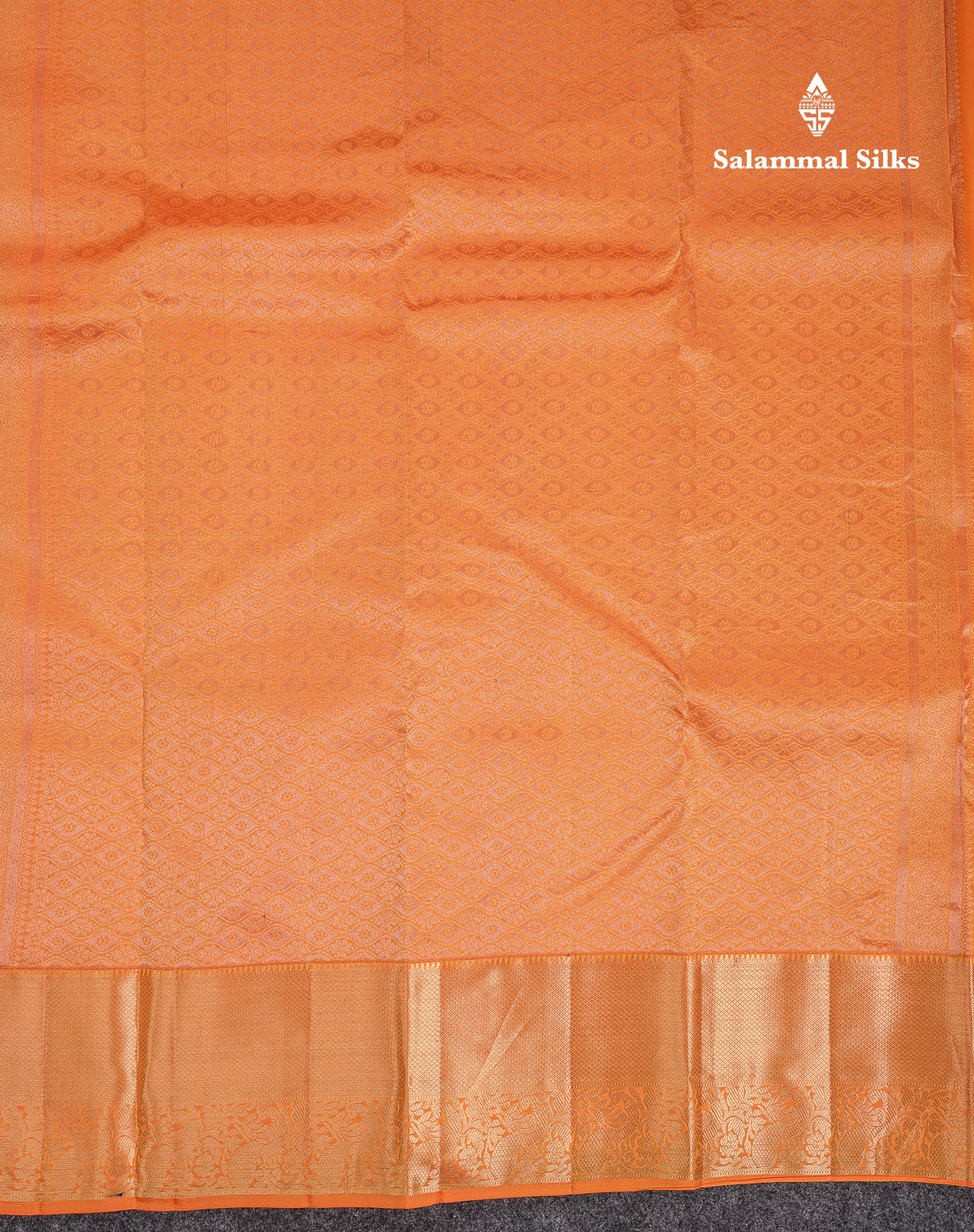 Beautiful Orange Pure Kanjivaram Silk Saree With Traditional Evening Morning Border