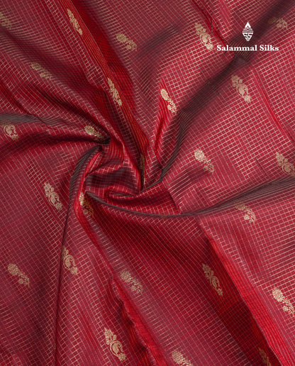 Beautiful Purple Zari Checks With Butta Pure Kanjivaram Silk Saree With Contrast Oniom Pink Traditional Border