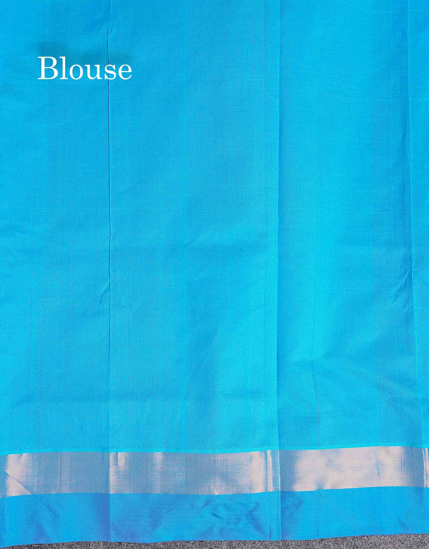 Contrast Sky Blue Blouse Of Navy Blue Semi Silk Cotton Saree 
