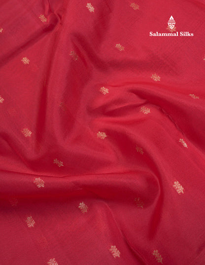 Chilly Red Pure Kanjivaram Silk Saree With Self Small Traditional Border