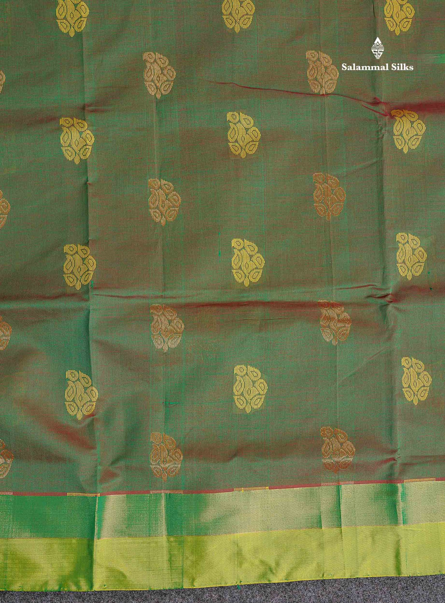 Border Of Dual Tone Green Semi Silk Cotton Saree