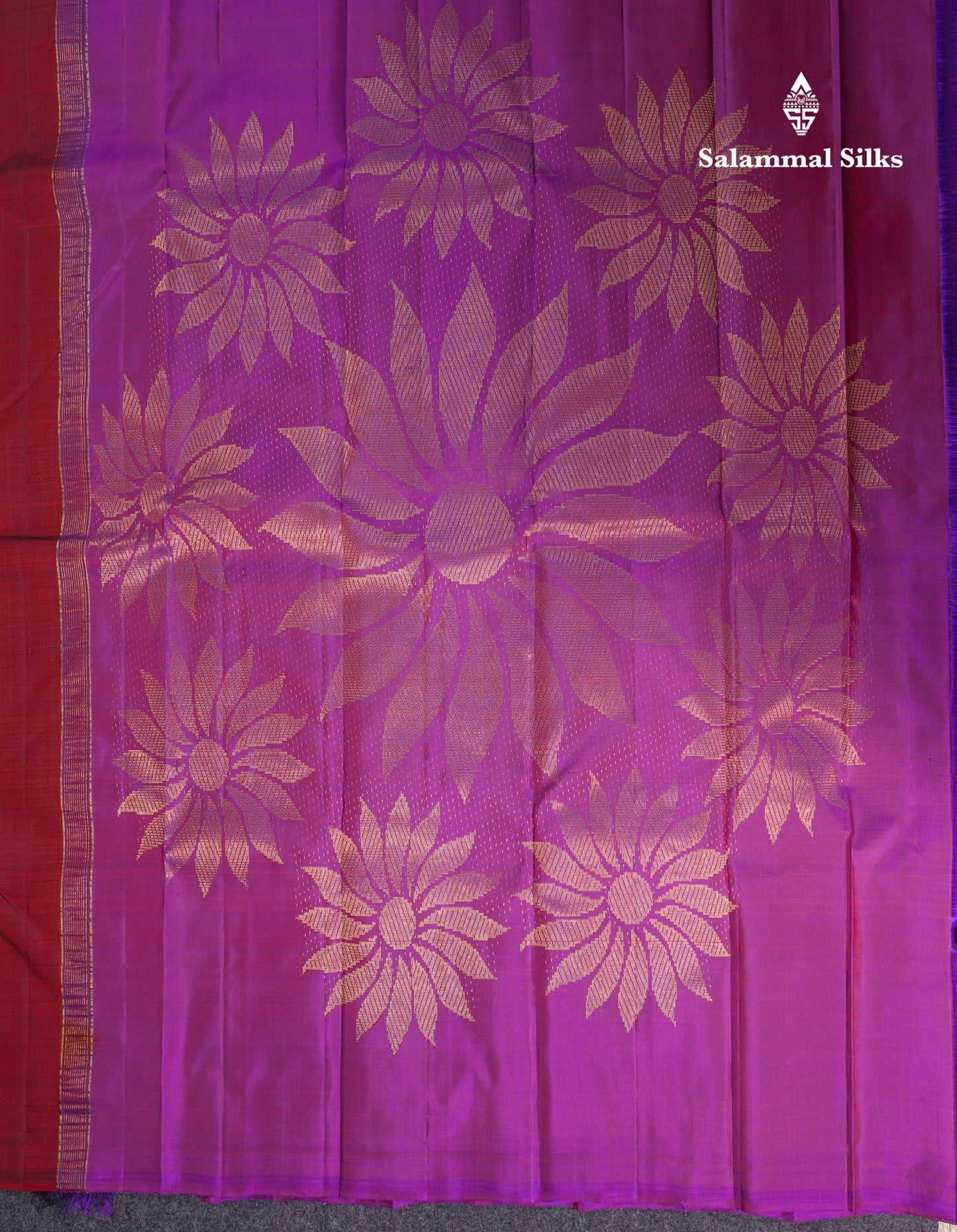Beautiful Dark Maroon Fancy Pure Kanjivaram Silk Saree With Contrast Purple Blouse