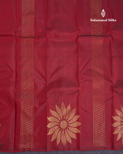 Beautiful Dark Maroon Fancy Pure Kanjivaram Silk Saree With Contrast Purple Blouse