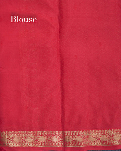 Chilly Red Pure Kanjivaram Silk Saree With Self Small Traditional Border