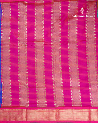 9 Yards Semi Silk Saree Violet with Contrast Pink Border
