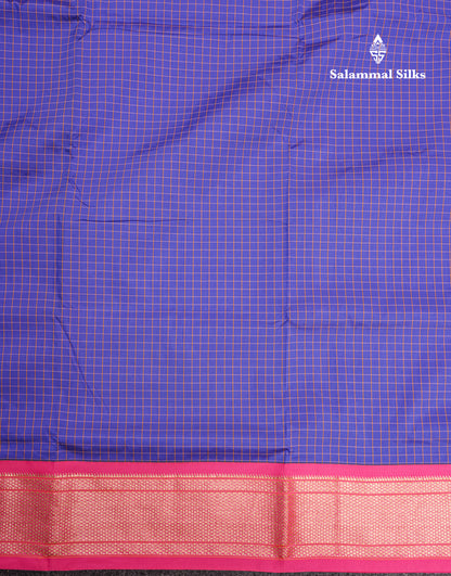 9 Yards Semi Silk Saree Violet with Contrast Pink Border