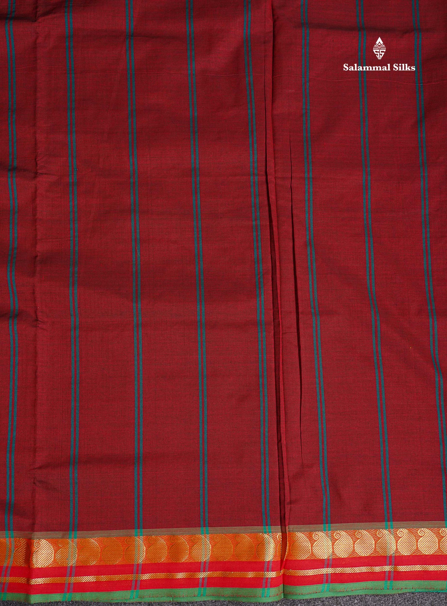Pallu Of Peacock Blue Semi Silk Cotton Saree 