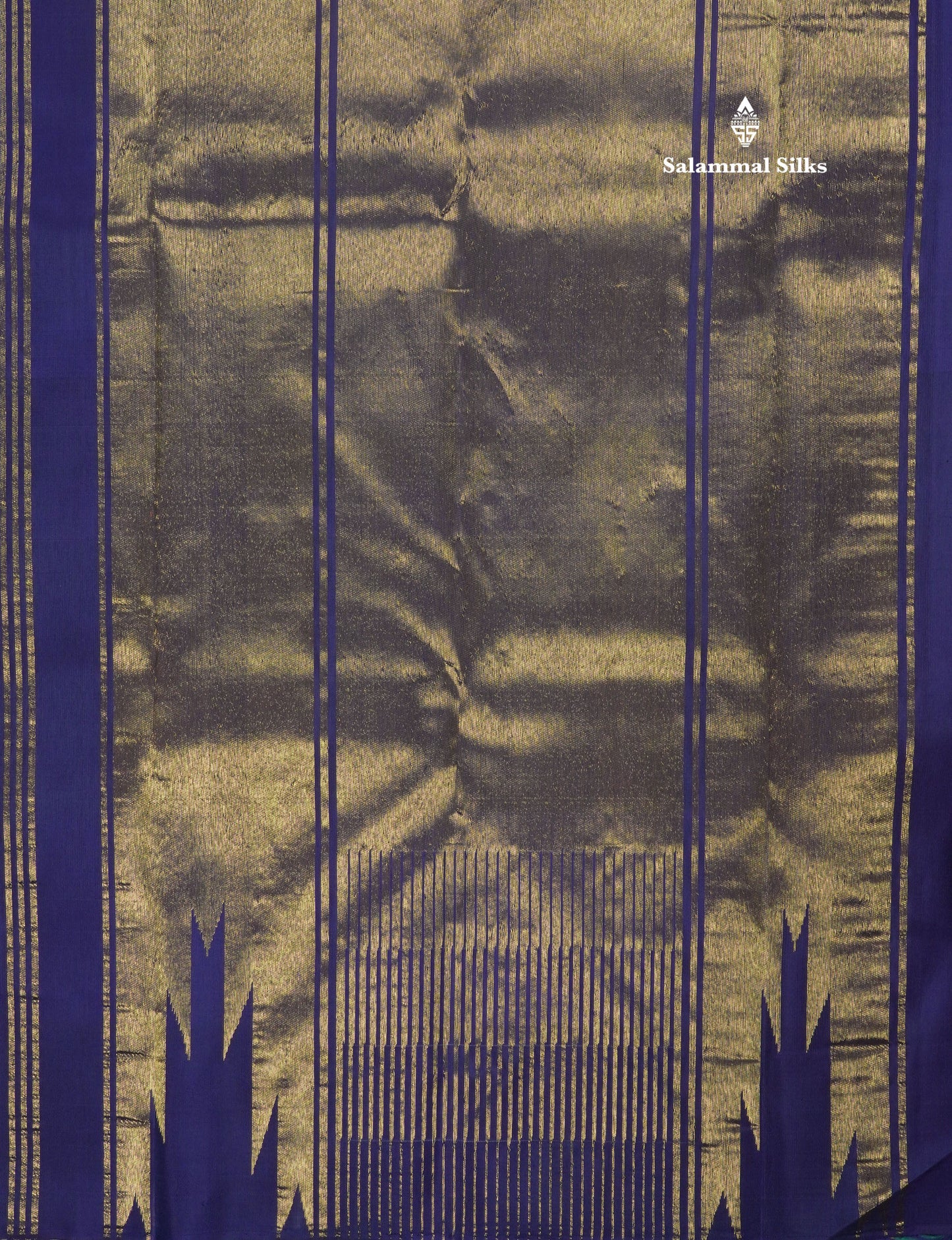 Light Ananda Korvai Pure Kanjivaram Silk Saree with Traditional One Side Multicolour Temple Border