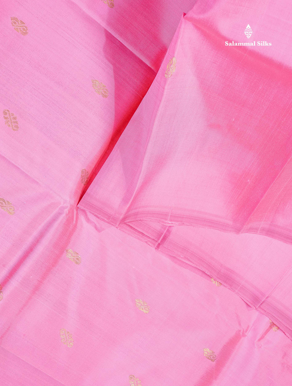 One Side Border Pure Silk Saree - Pink Colour Body Zari Butta With Contrast Orange Border