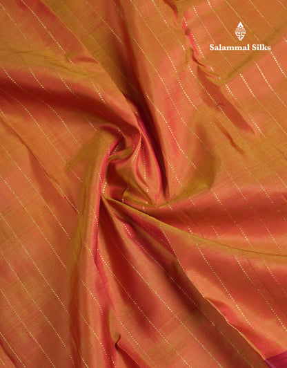 Beautiful Mustard Yellow Pure Kanjivaram Silk Saree With Contrast Maroon Zari & Thread Butta One Side Border