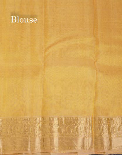 Beautiful Dual Tone Pink Pure Kanjivaram Silk Saree With Traditional Border
