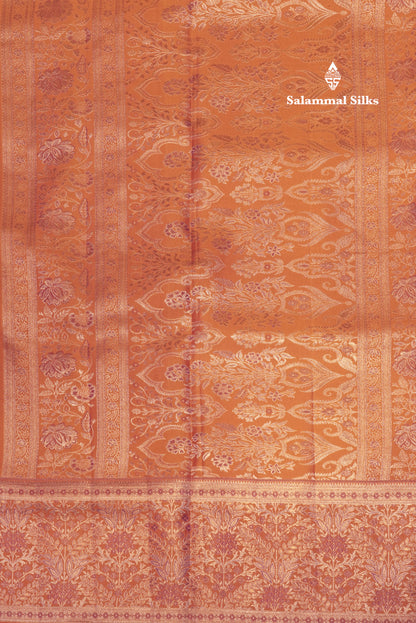 Violet Colour Pure Kanjivaram Fancy Silk Saree with Orange Border
