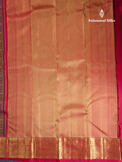 Beautiful Dark Brown Briddal Pure Kanjivaram Silk Saree With Contrast Reddish Maroon Traditional Border