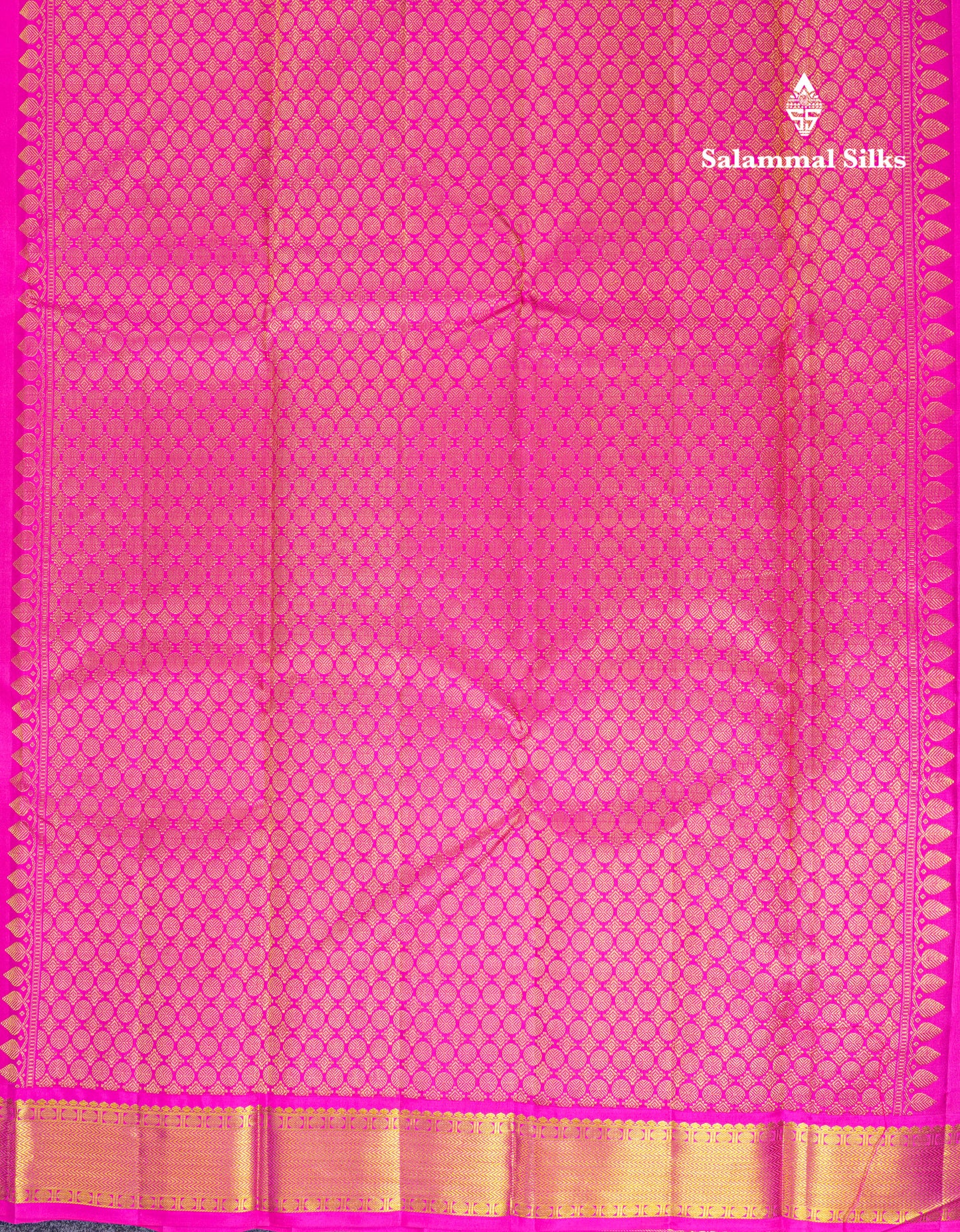 Paalum Pazham Checks Kanjivaram Pure Silk Saree With Contrast Pink Border
