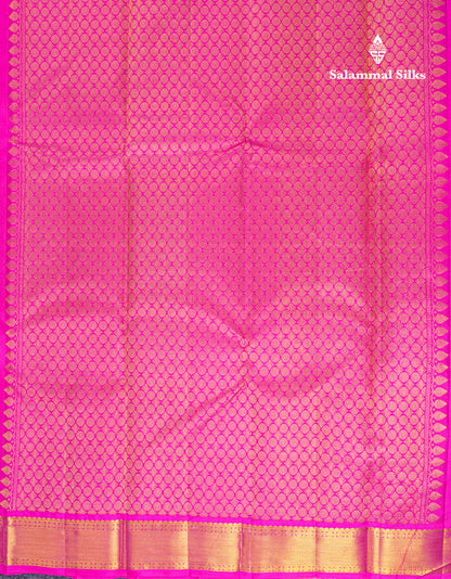Paalum Pazham Checks Kanjivaram Pure Silk Saree With Contrast Pink Border