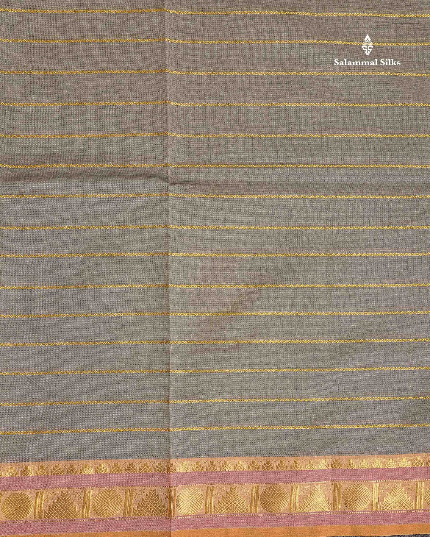 Traditional Border Of Light Grey Semi Silk Cotton Saree