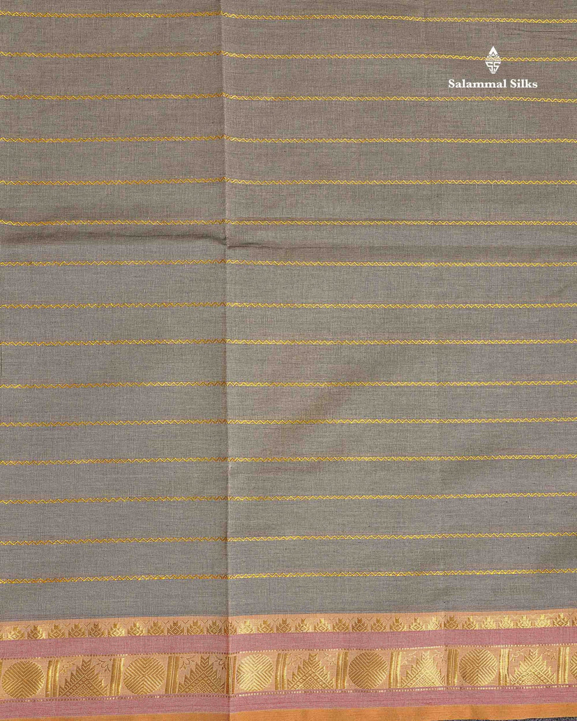 Traditional Border Of Light Grey Semi Silk Cotton Saree
