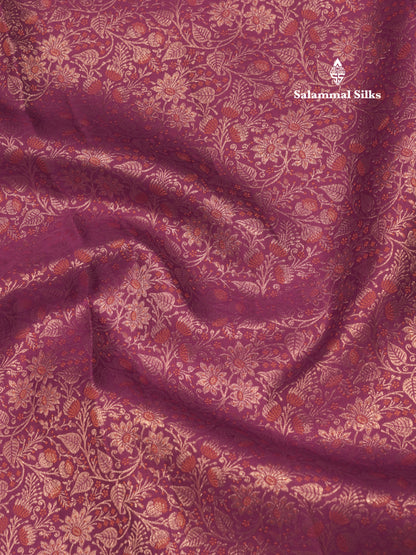 Violet Colour Pure Kanjivaram Fancy Silk Saree with Orange Border