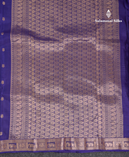 Beautiful Navy Blue Pure Kanjivaram Silk Saree With Traditional Small Border